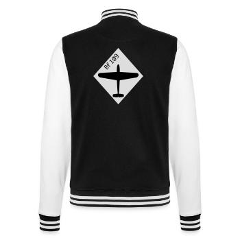 Bf 109 | Me 109 fighter plane - College Sweat Jacket - black/white - Back - Marisol (170cm)