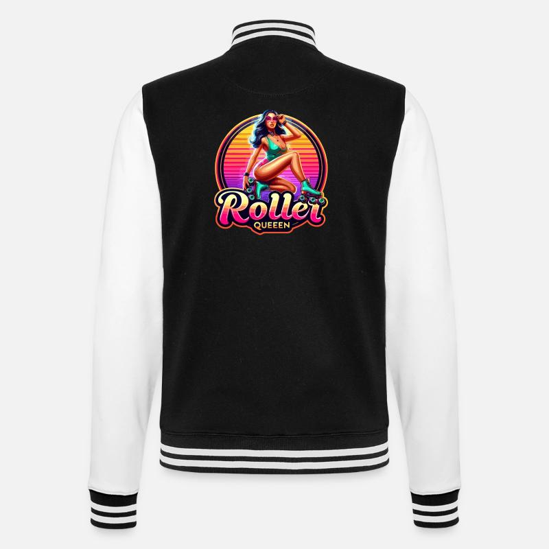 Vibrant Roller Queen Illustration - College Sweat Jacket - black/white