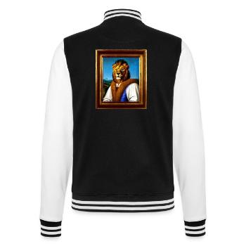Löwenporträt – Königlicher Stil der Renaissance - College-Sweatjacke - Schwarz/Weiß - Hinten - Marisol (170cm)