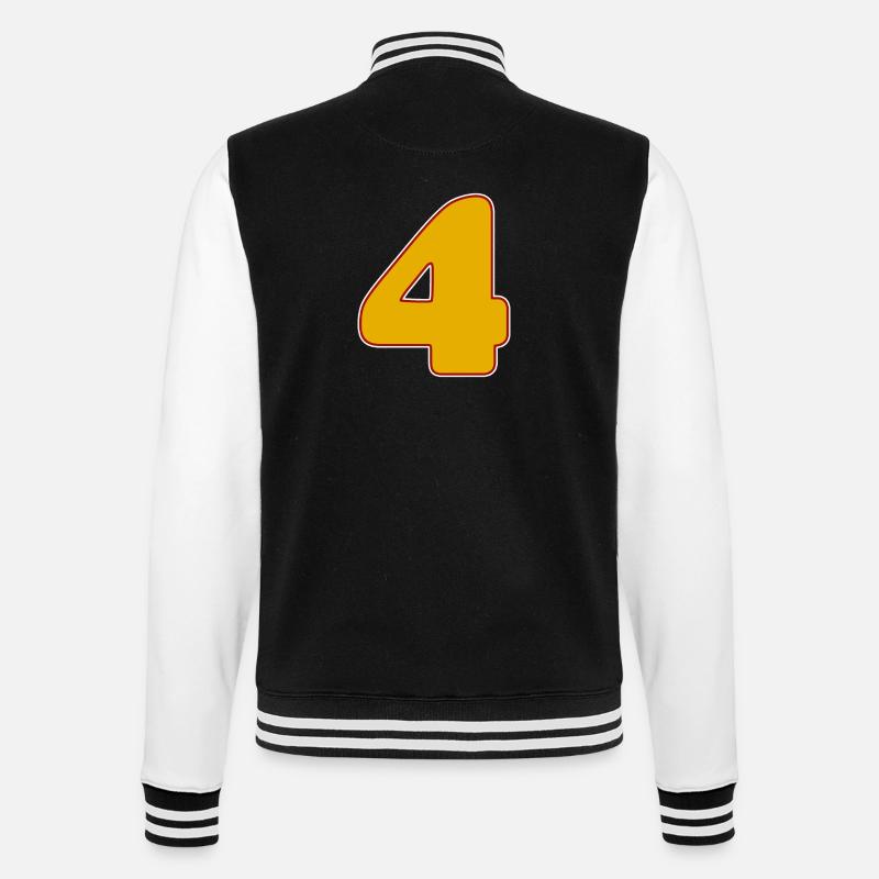 4 - Vier - College-Sweatjacke - Schwarz/Weiß