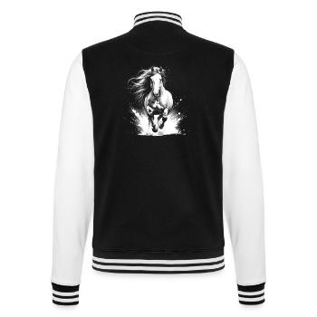 Cool horse in gallop as portrait - College Sweat Jacket - black/white - Back - Marisol (170cm)