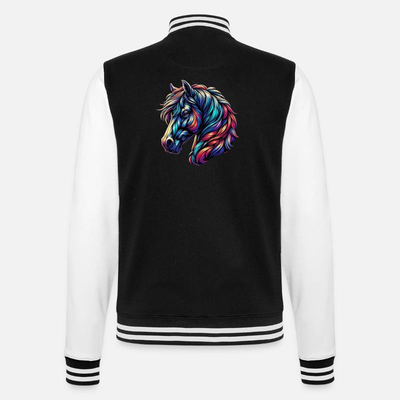 Pferd - College-Sweatjacke - Schwarz/Weiß