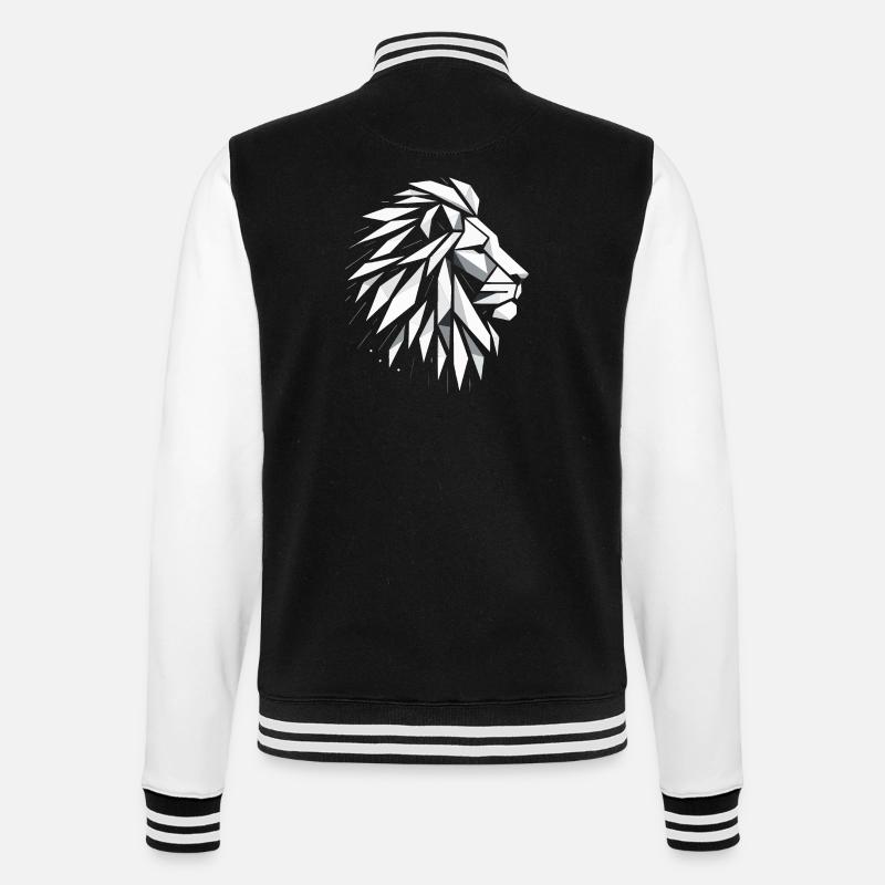 Tête de Lion Polygone Art - Veste Teddy - noir/blanc