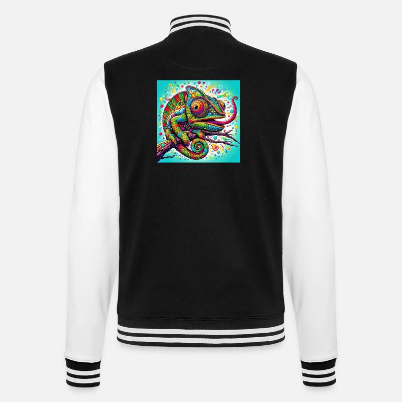 Chamäleon - College-Sweatjacke - Schwarz/Weiß