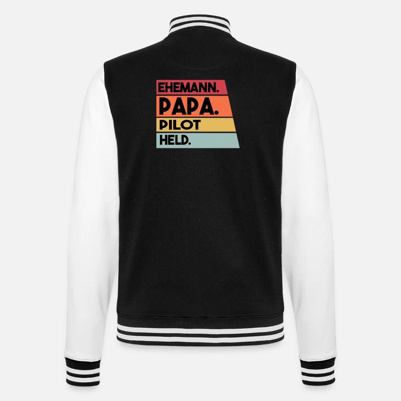 Ehemann Papa Pilot Held - College-Sweatjacke - Schwarz/Weiß