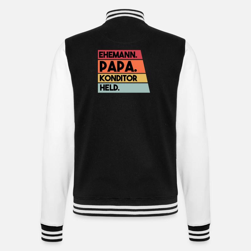 Ehemann Papa Konditor Held - College-Sweatjacke - Schwarz/Weiß