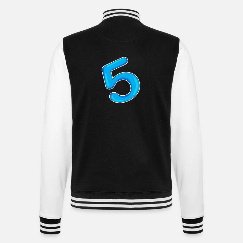 Nummer 5 Blau - College-Sweatjacke - Schwarz/Weiß