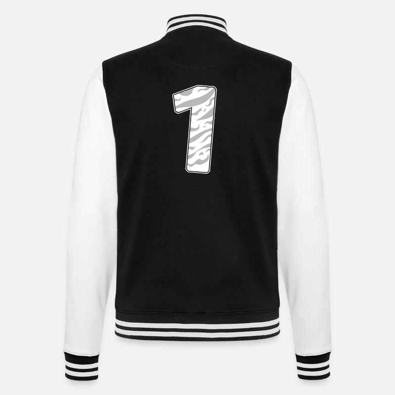 1 - College-Sweatjacke - Schwarz/Weiß