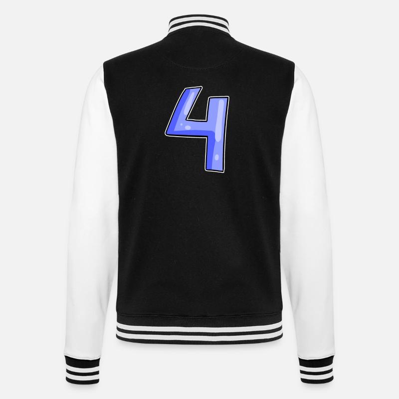 4 - Vier - College-Sweatjacke - Schwarz/Weiß