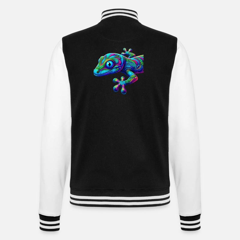 Gecko - College-Sweatjacke - Schwarz/Weiß