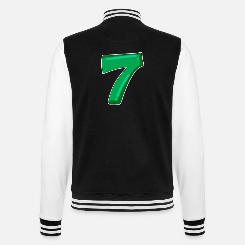 Zahl 7 Nummer - College-Sweatjacke - Schwarz/Weiß
