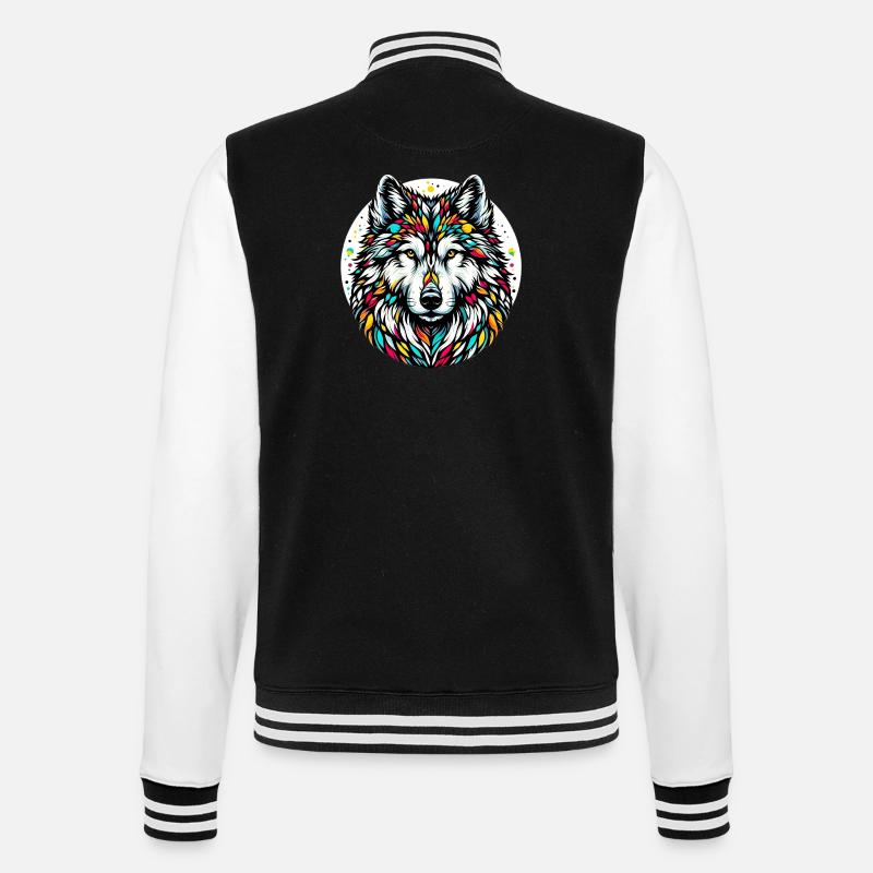 Wolf - College Sweat Jacket - black/white