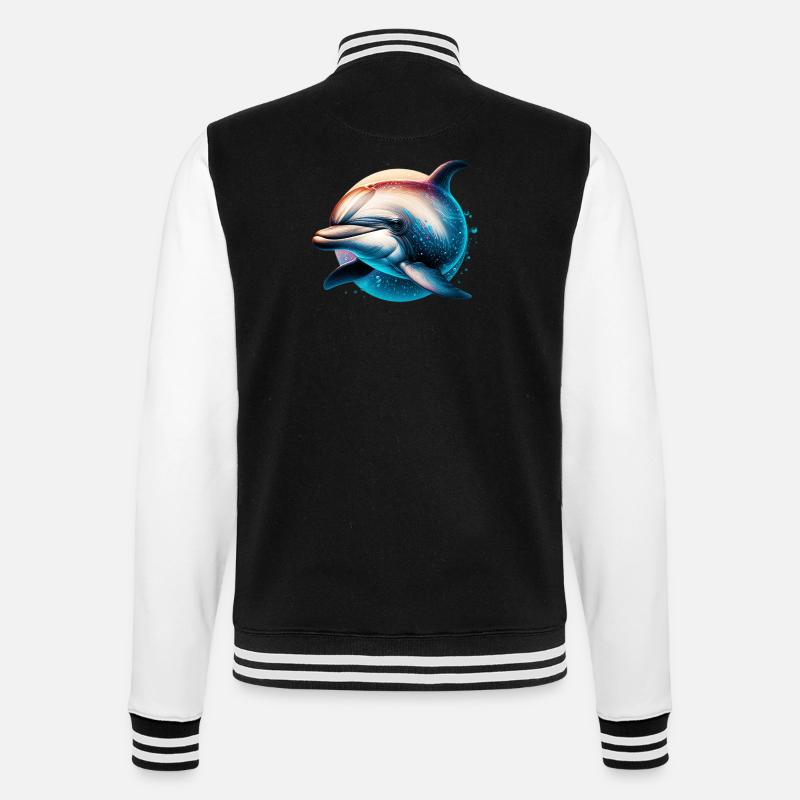 Dolphin - College Sweat Jacket - black/white