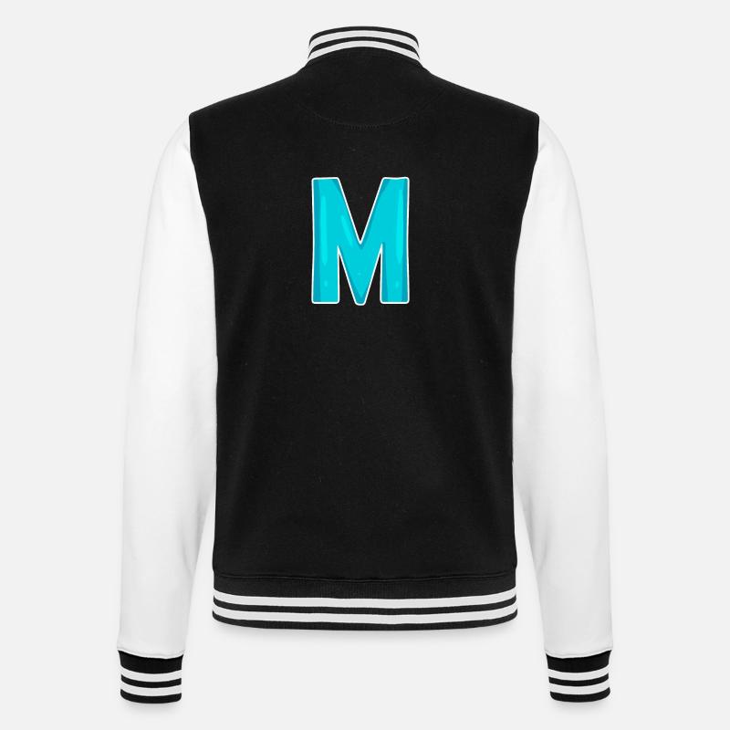 Letter M Initial Letter - College Sweat Jacket - black/white