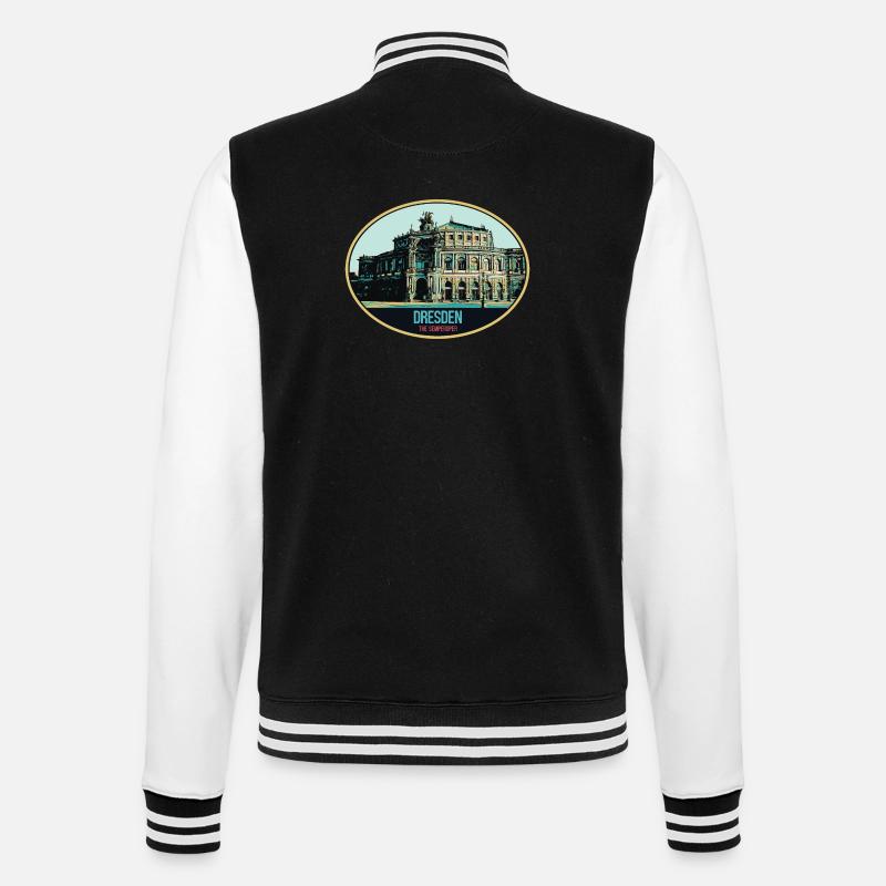 Dresdner Semperoper: Eleganz in der Illustration - College-Sweatjacke - Schwarz/Weiß