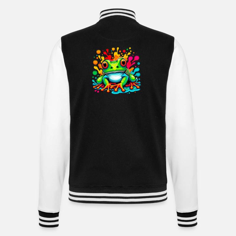 Frosch - College-Sweatjacke - Schwarz/Weiß