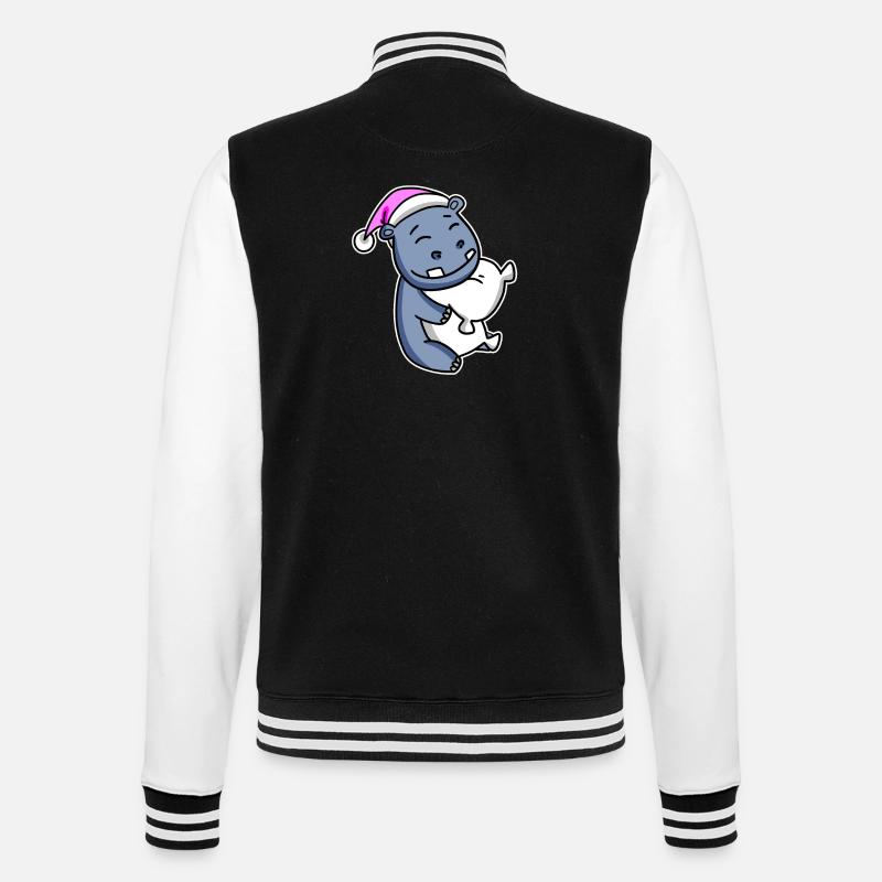 Nilpferd Müde Ausschlafen Schlafen Mädchen - College-Sweatjacke - Schwarz/Weiß