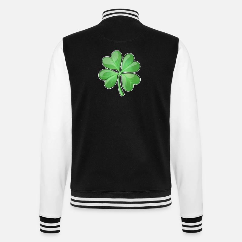 Vibrant Four-Leaf Clover Design - College Sweat Jacket - black/white