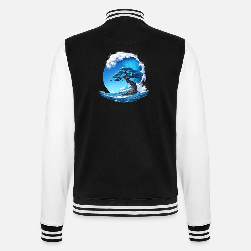 A tree under a wave - College Sweat Jacket - black/white