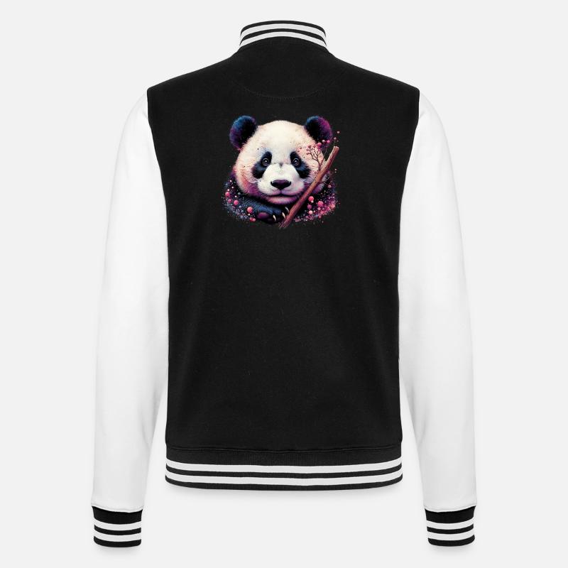 Panda - College-Sweatjacke - Schwarz/Weiß