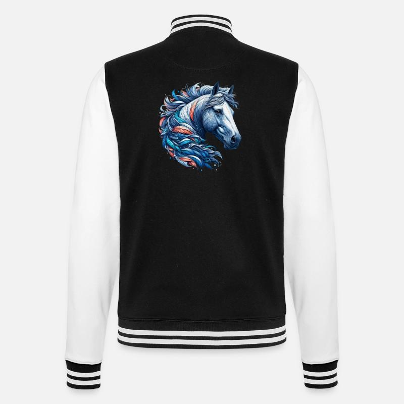 Pferd - College-Sweatjacke - Schwarz/Weiß
