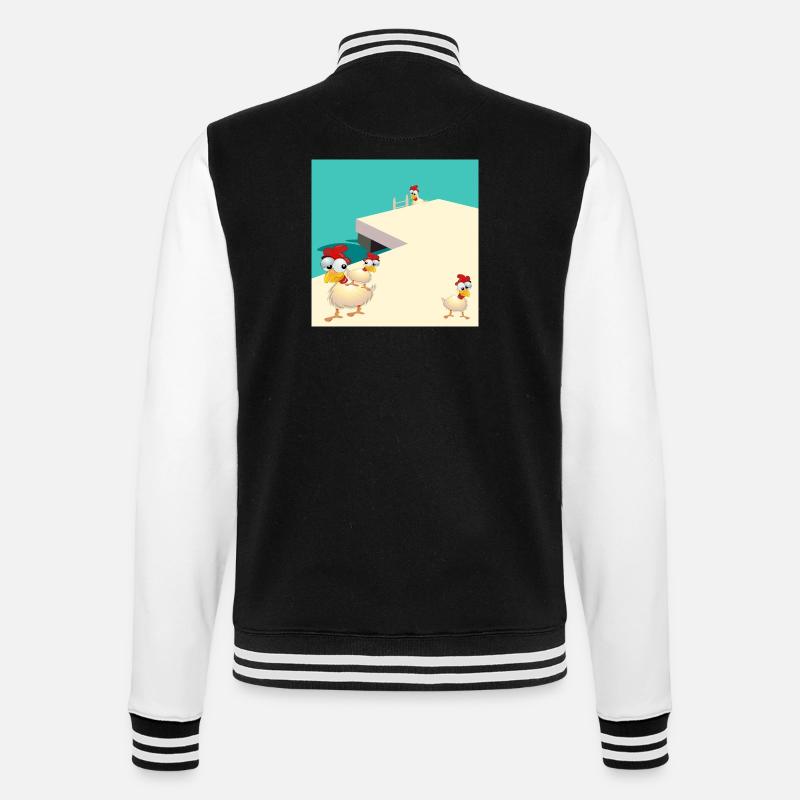 HÜHNER SCHWIMMEN AM SEE - College-Sweatjacke - Schwarz/Weiß