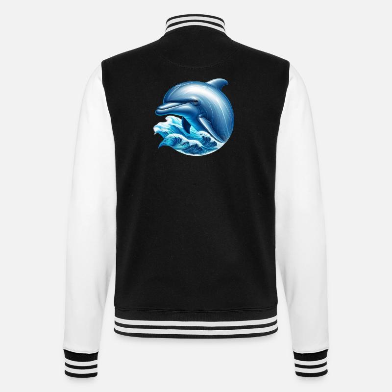 Dolphin - College Sweat Jacket - black/white
