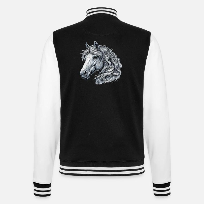 Horse - College Sweat Jacket - black/white