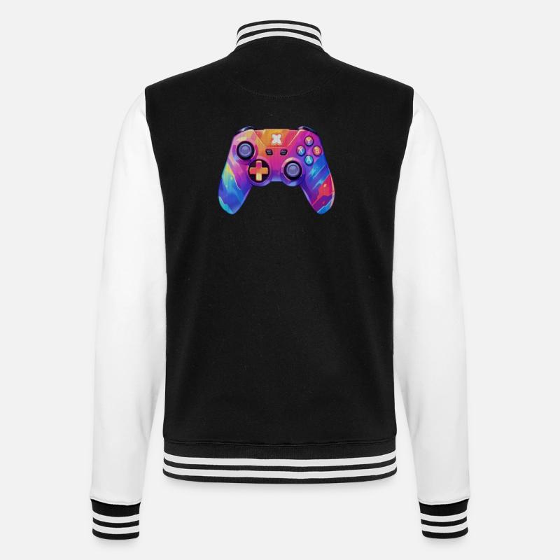Pixel art video game controller - College Sweat Jacket - black/white