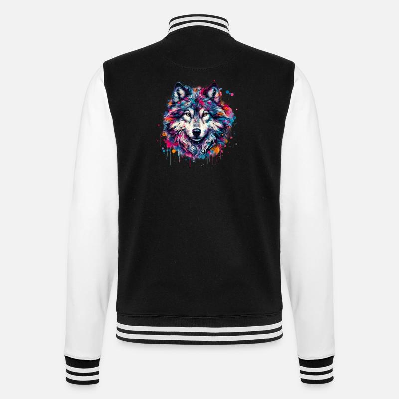 Wolf - College-Sweatjacke - Schwarz/Weiß