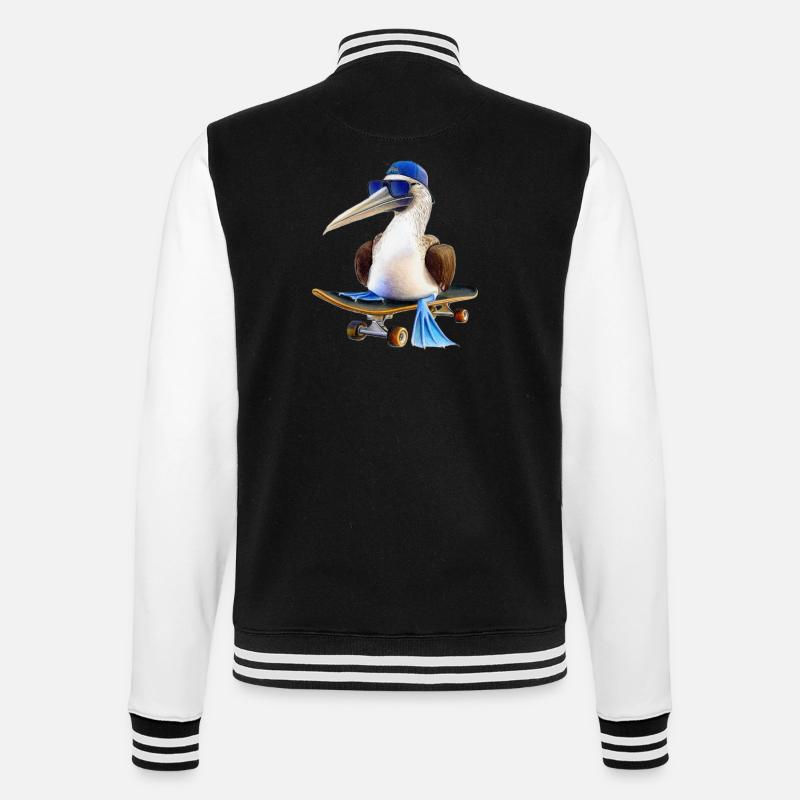 Blaufußtölpel Skateboard - College-Sweatjacke - Schwarz/Weiß