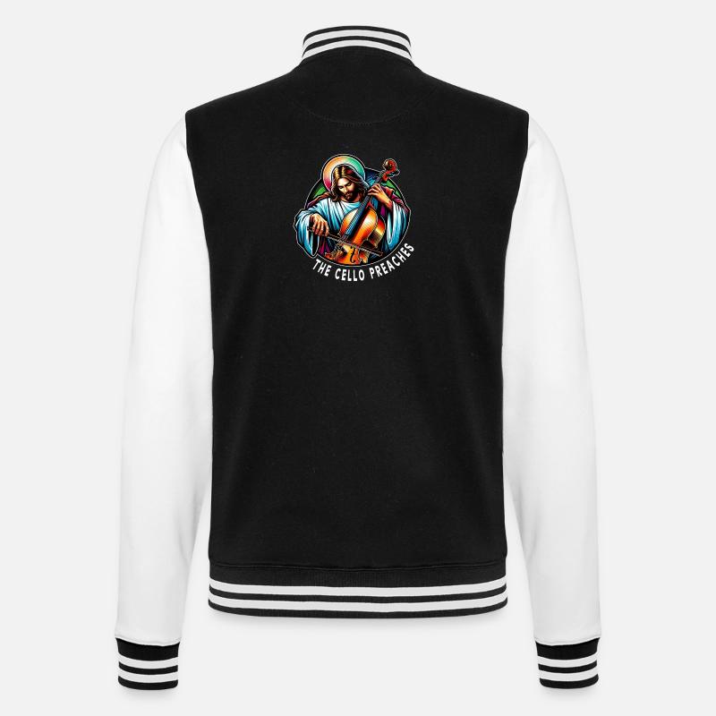 Das Cello predigt Jesus Christus - College-Sweatjacke - Schwarz/Weiß