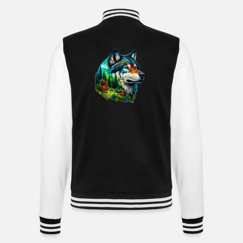 Wolf - College Sweat Jacket - black/white