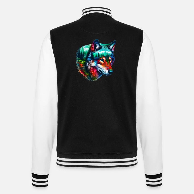 Wolf - College Sweat Jacket - black/white