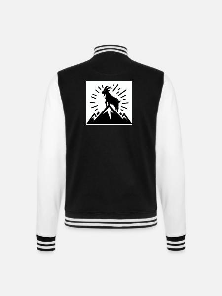 Ziege auf dem Berg, gezeichnet in schwarz weiß - College-Sweatjacke - Schwarz/Weiß