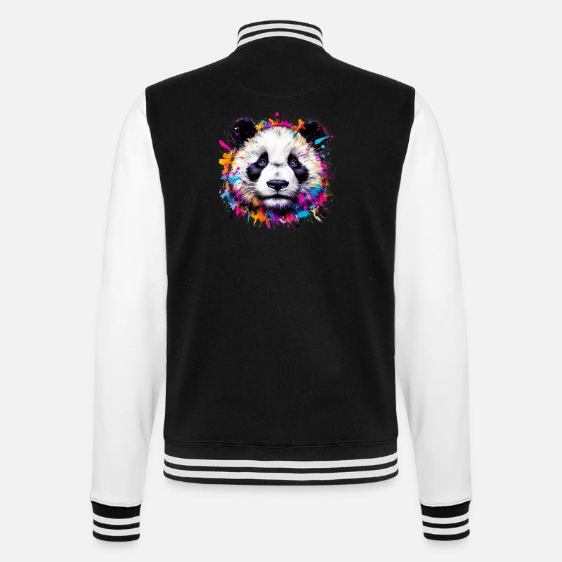 Panda - College-Sweatjacke - Schwarz/Weiß