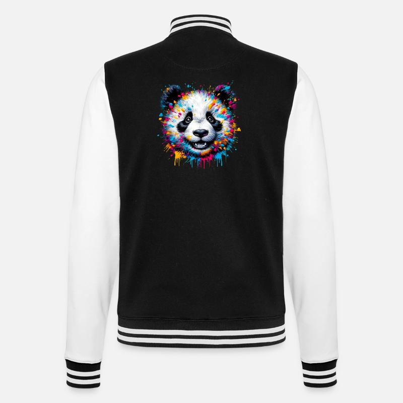 Panda - College-Sweatjacke - Schwarz/Weiß