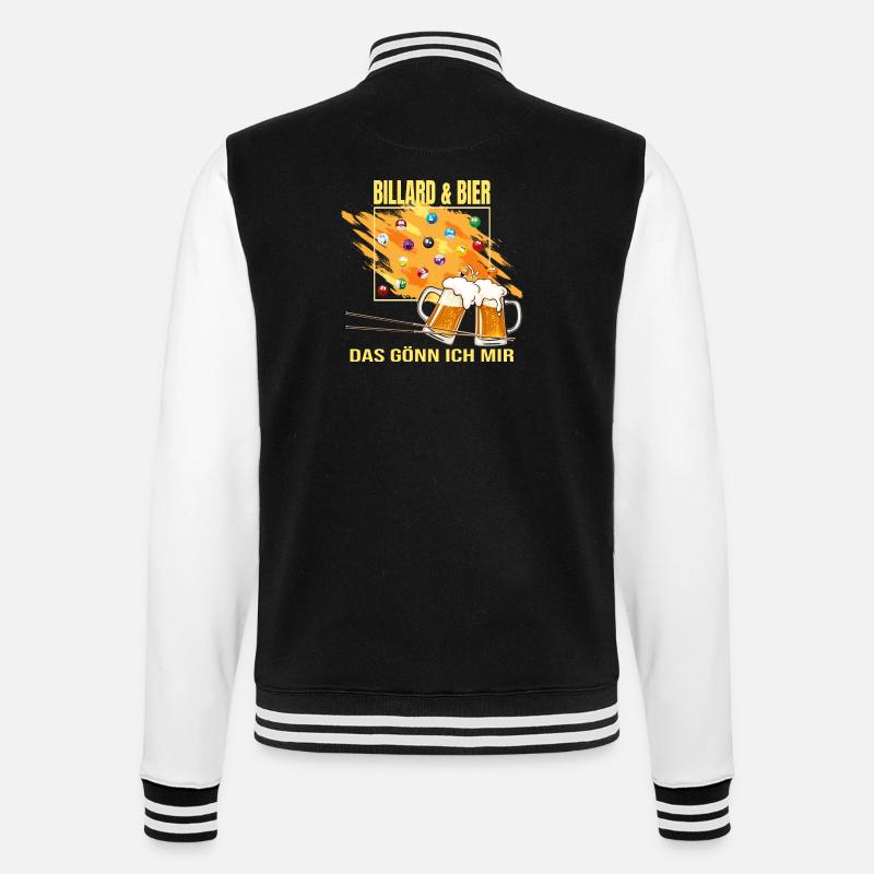 Billard & Bier - Das gönn ich mir - College-Sweatjacke - Schwarz/Weiß