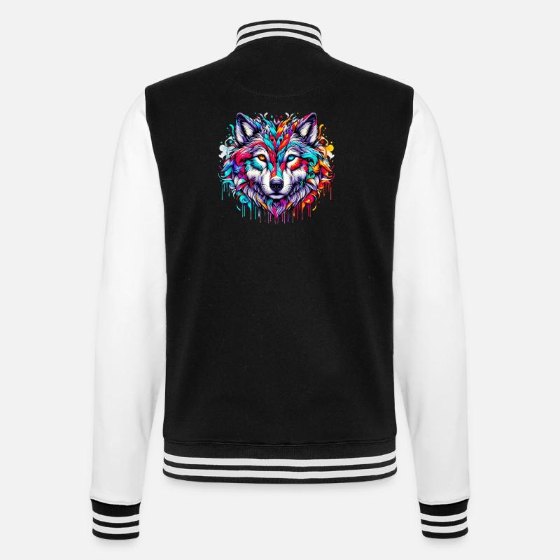 Wolf - College-Sweatjacke - Schwarz/Weiß