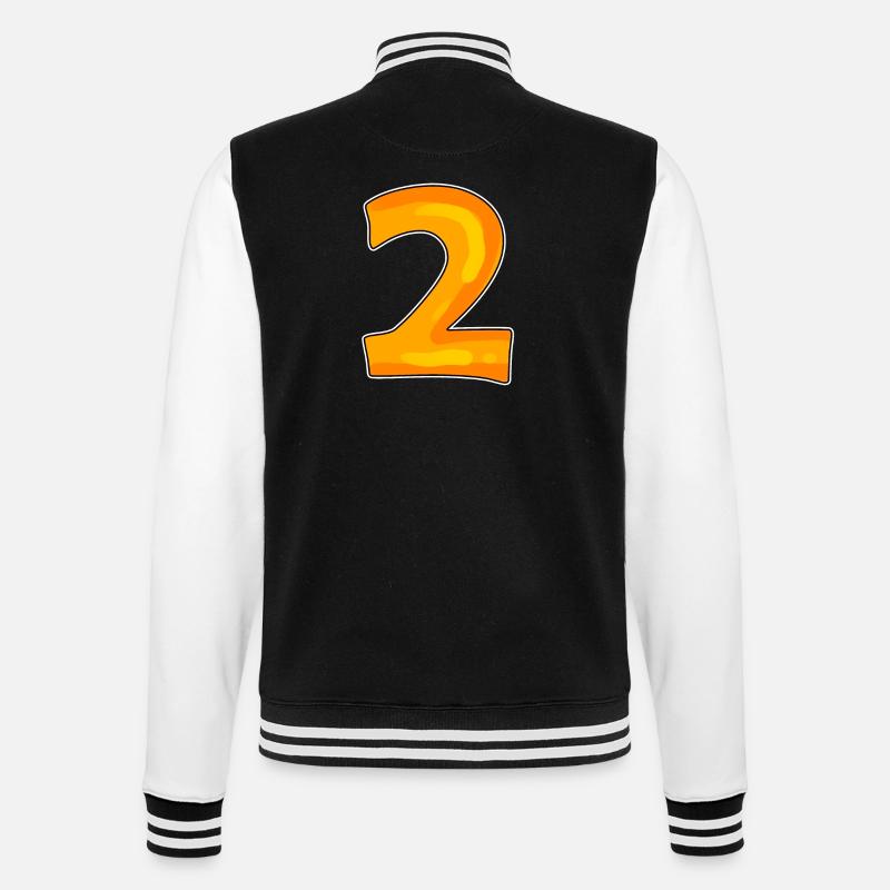Zwei - 2 - Nummer Zahl - College-Sweatjacke - Schwarz/Weiß