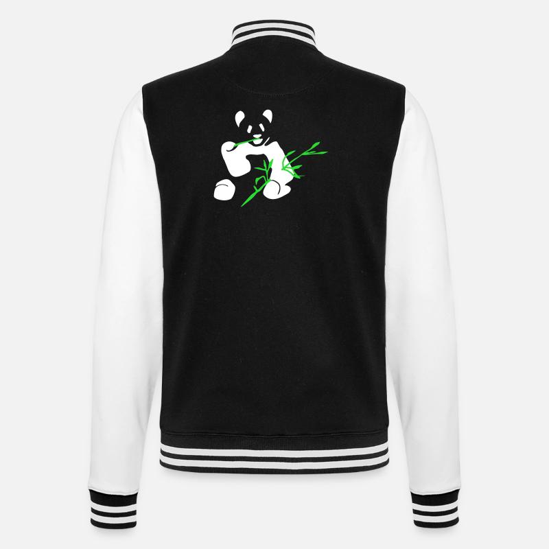 Panda mit Bambus - College-Sweatjacke - Schwarz/Weiß