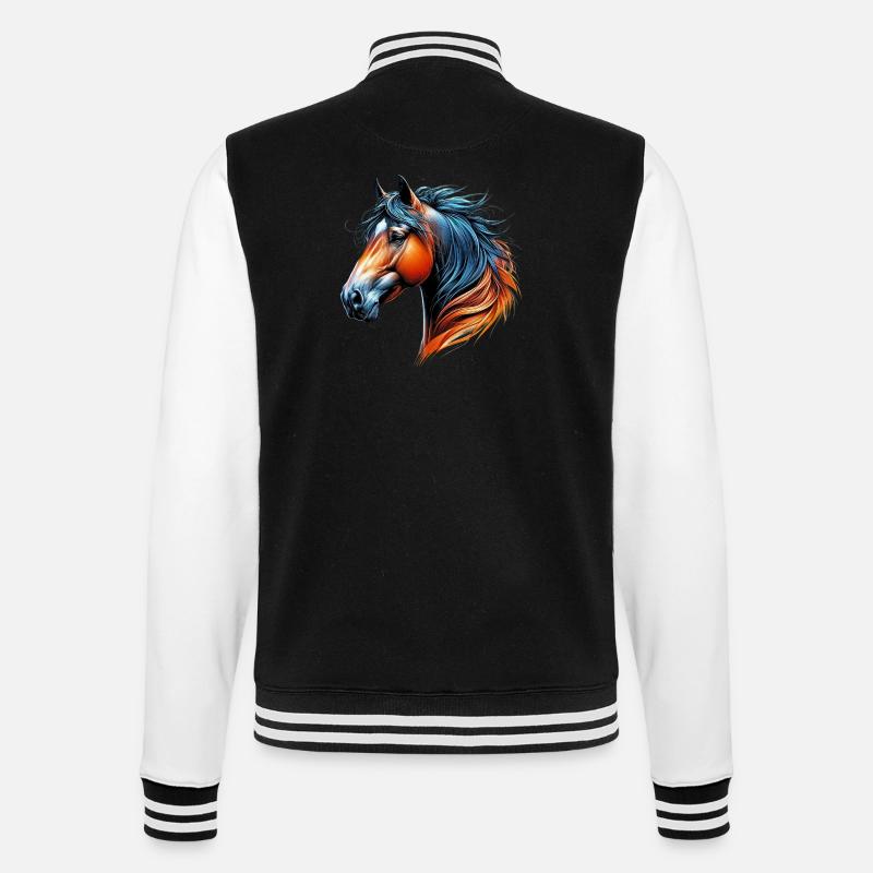 Pferd - College-Sweatjacke - Schwarz/Weiß