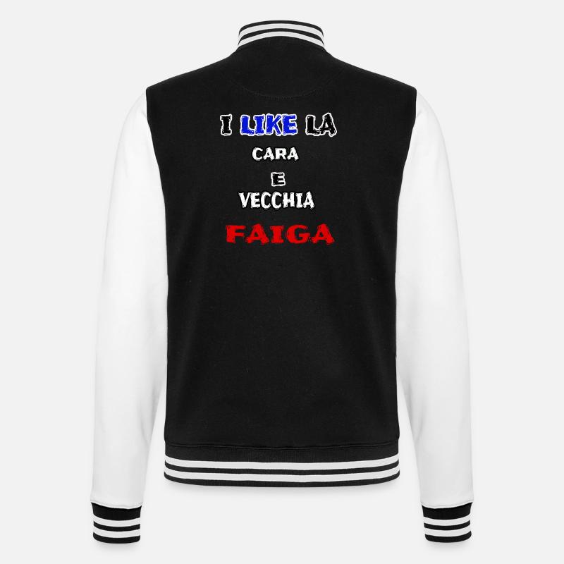maglia simpatica CARA E VECCHIA FAIGA jerry calà - Felpa in look college - nero/bianco