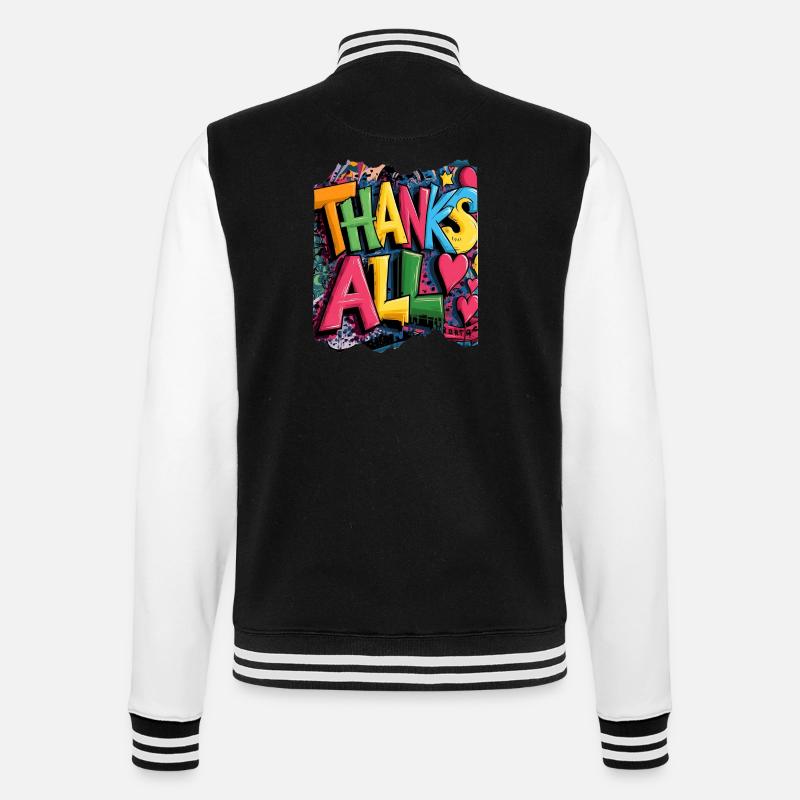 Frohes Dankeschön Graffiti Design - College-Sweatjacke - Schwarz/Weiß
