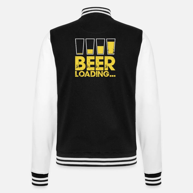 Beer Loading Distressed Typography - College Sweat Jacket - black/white