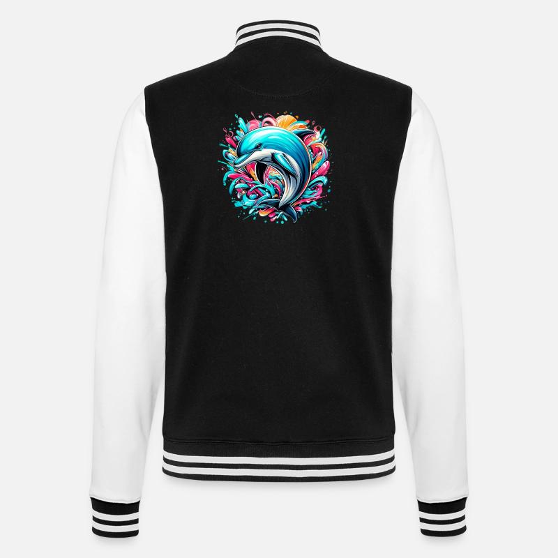 Dolphin - College Sweat Jacket - black/white