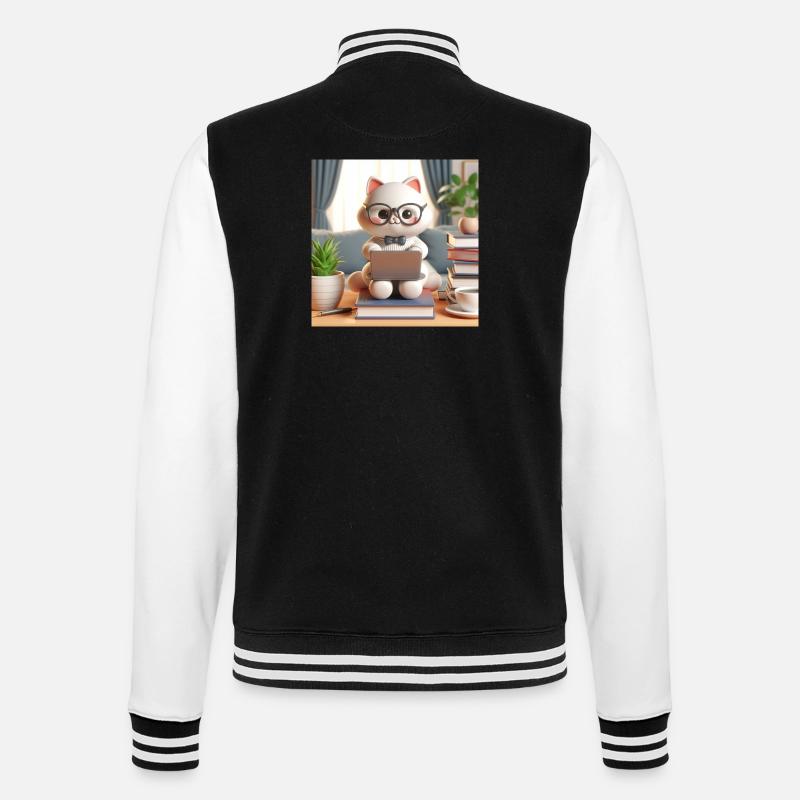 3D Computer Cat - College Sweat Jacket - black/white