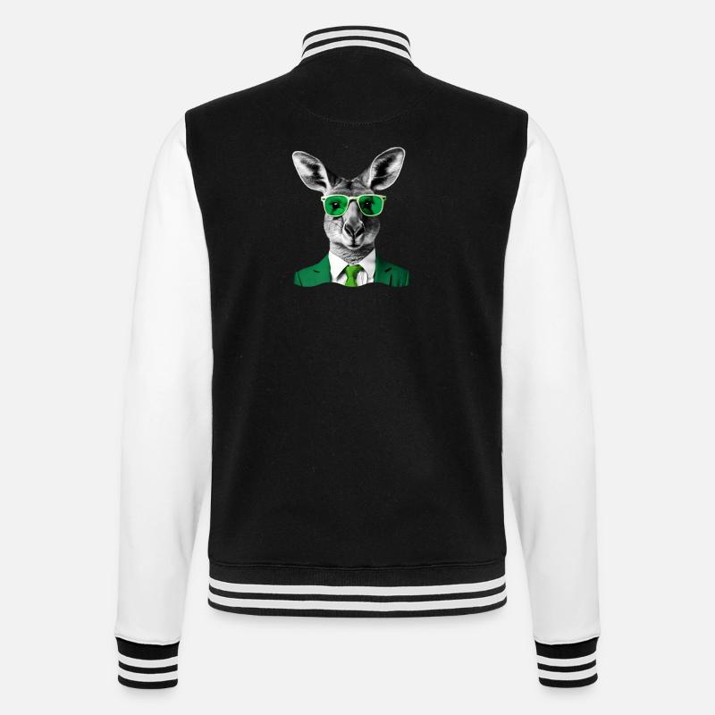 Neon Kangaroo in Green Suit - College Sweat Jacket - black/white
