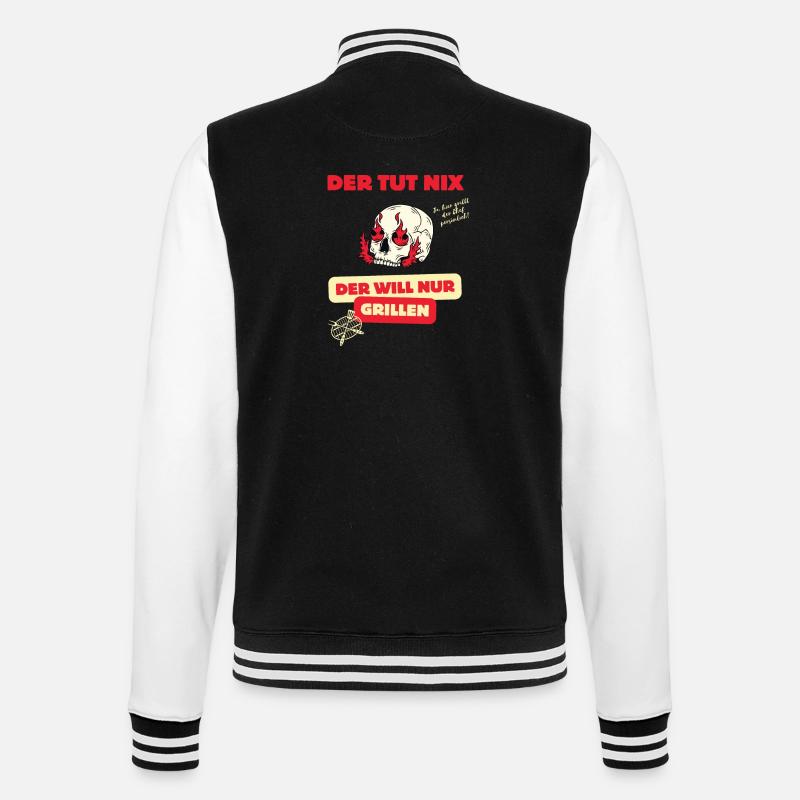 Skull und Grillspruch Design - College-Sweatjacke - Schwarz/Weiß