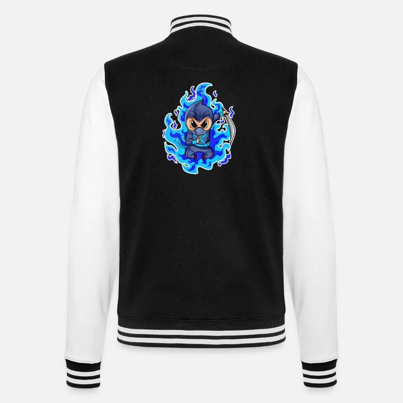 Motif Ninja Bleu Feu - Veste Teddy - noir/blanc